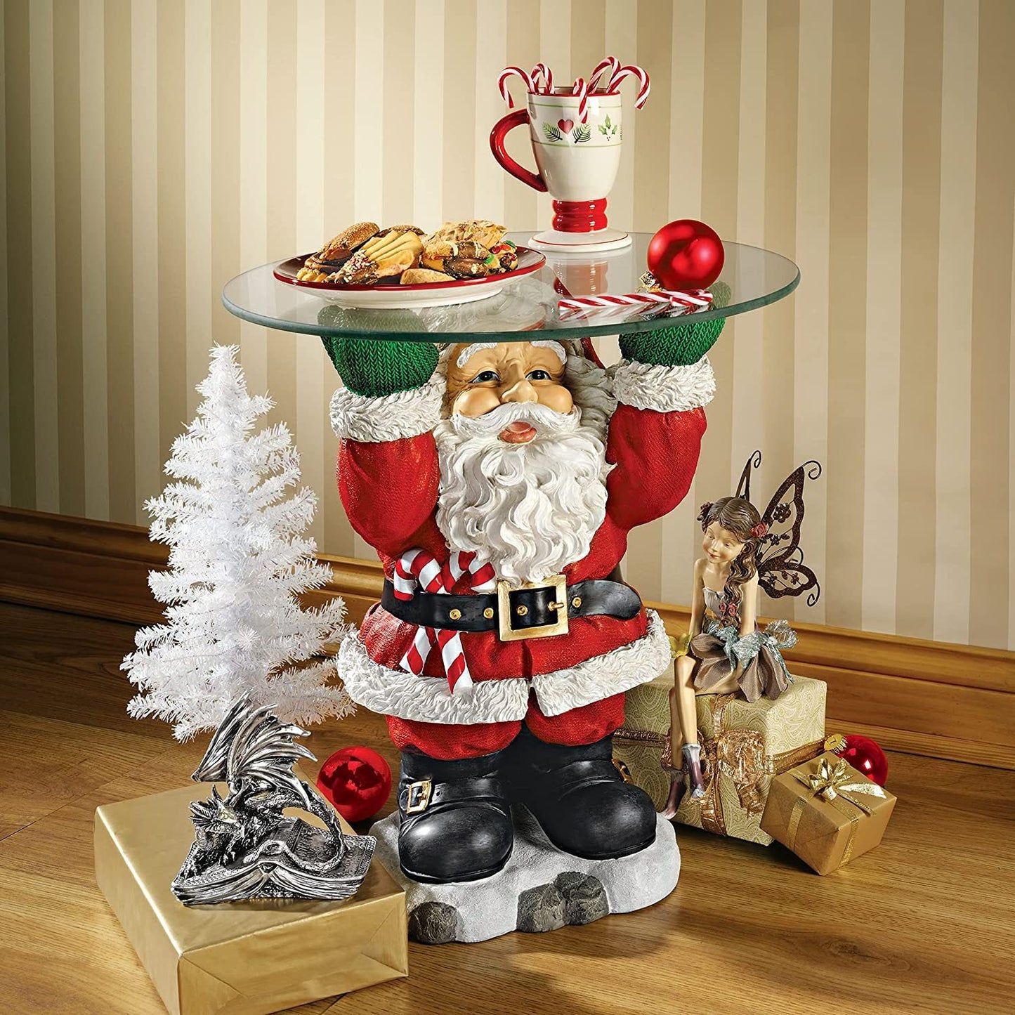 Santa Holdings Tray Figurine