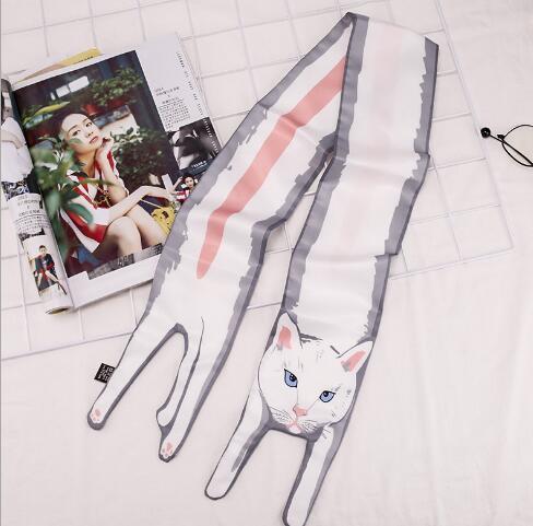 New Design Silk Scarf 3D Animals Shape Cat Tiger Women Bag Child Headband Decoration Handbag Hair Wrist lady tie