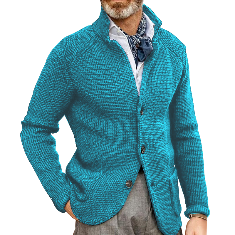 Men's Retro Navy Heavy Knitted Jacket