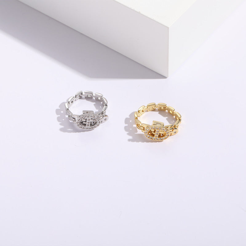 Adjustable Buckle Crystal Rings