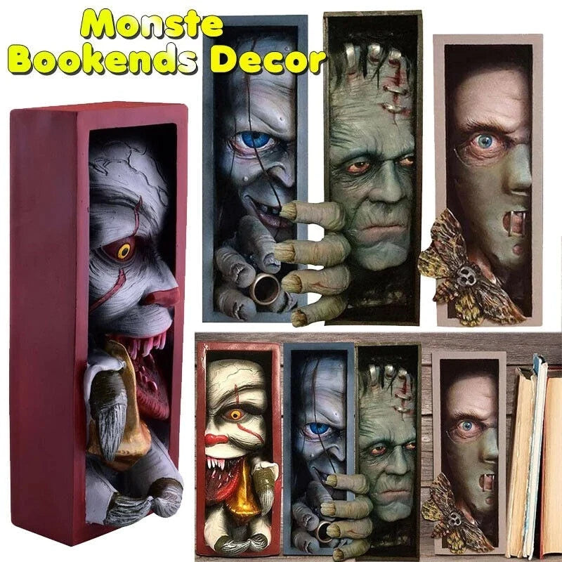 Halloween Horror Back to Soul Clown Bookmark Creative Decor Monster Resin Ornament on Bookshelf