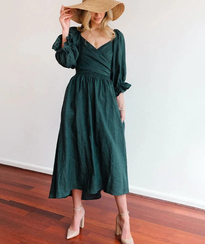 Ruffled Lantern Sleeves Multi-wear Dress