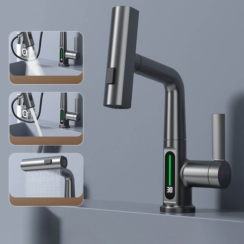 Lntelligent digital display pull-out faucet