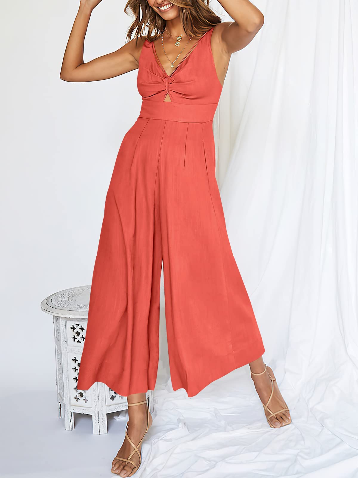 V Neck Cutout High-Waist Rompers (Buy 2 free shipping)