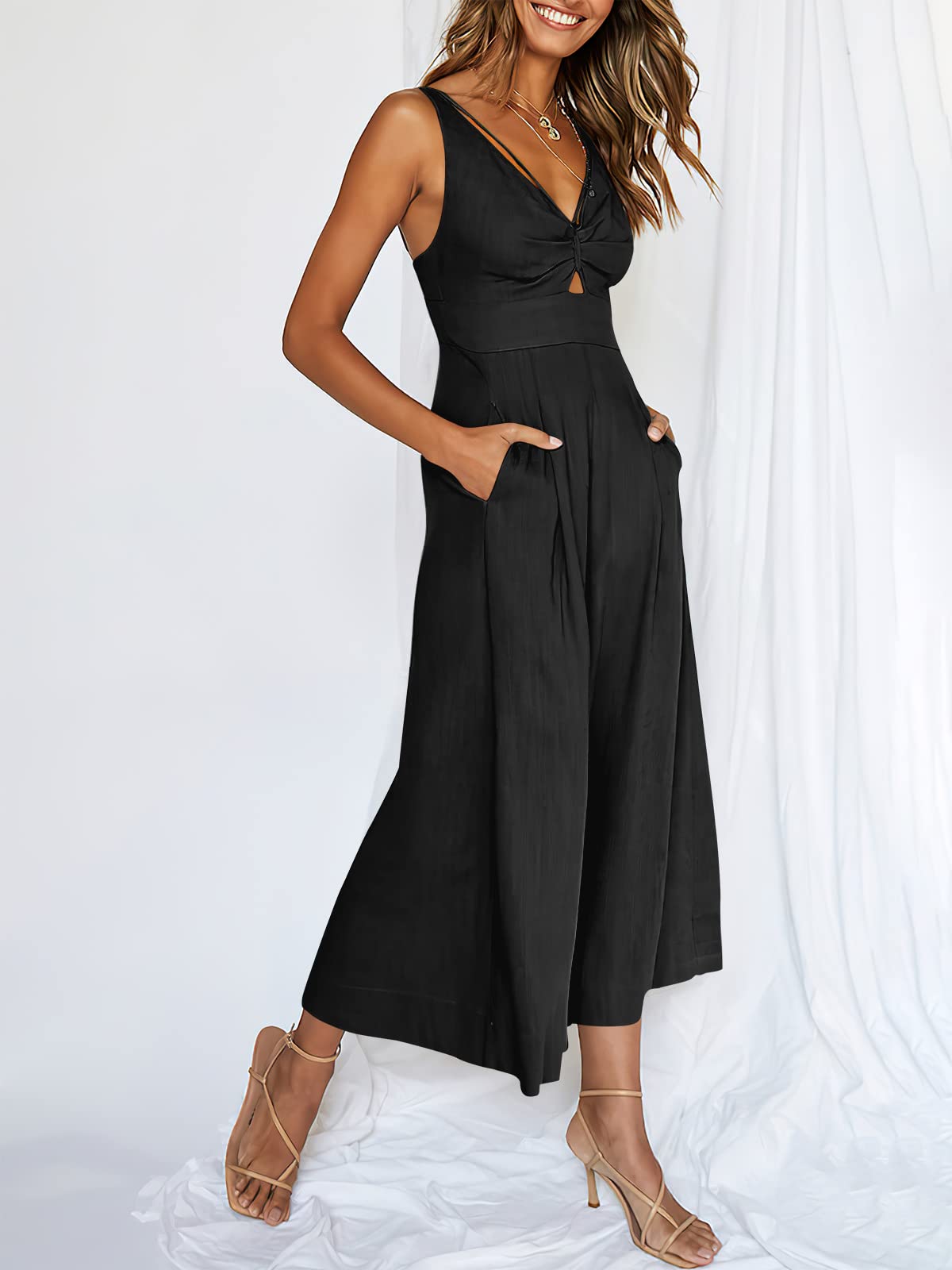 V Neck Cutout High-Waist Rompers (Buy 2 free shipping)