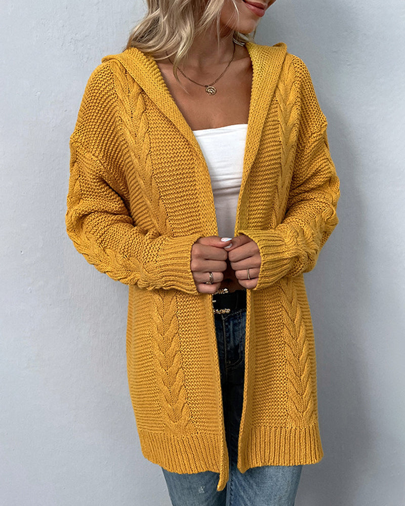 Hooded cardigan with twist sweater