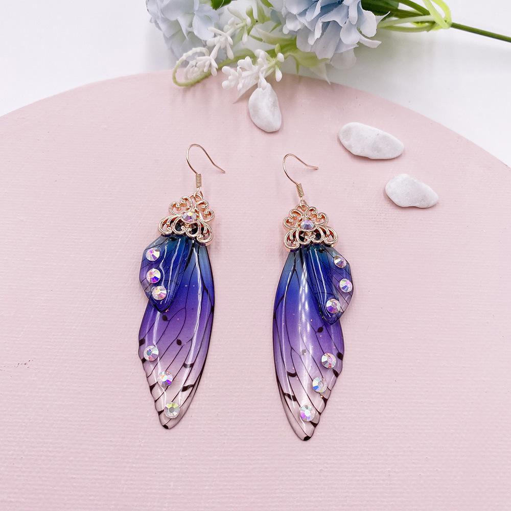 Temperament long butterfly wing earrings