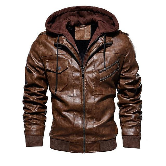 Men Motorcycle Leather Jackets Winter Fashion Casual