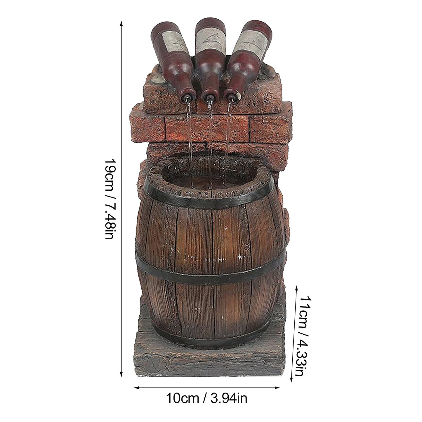 Resin Wine Bottle And Barrel Outdoor Water Fountain Sculpture Courtyard