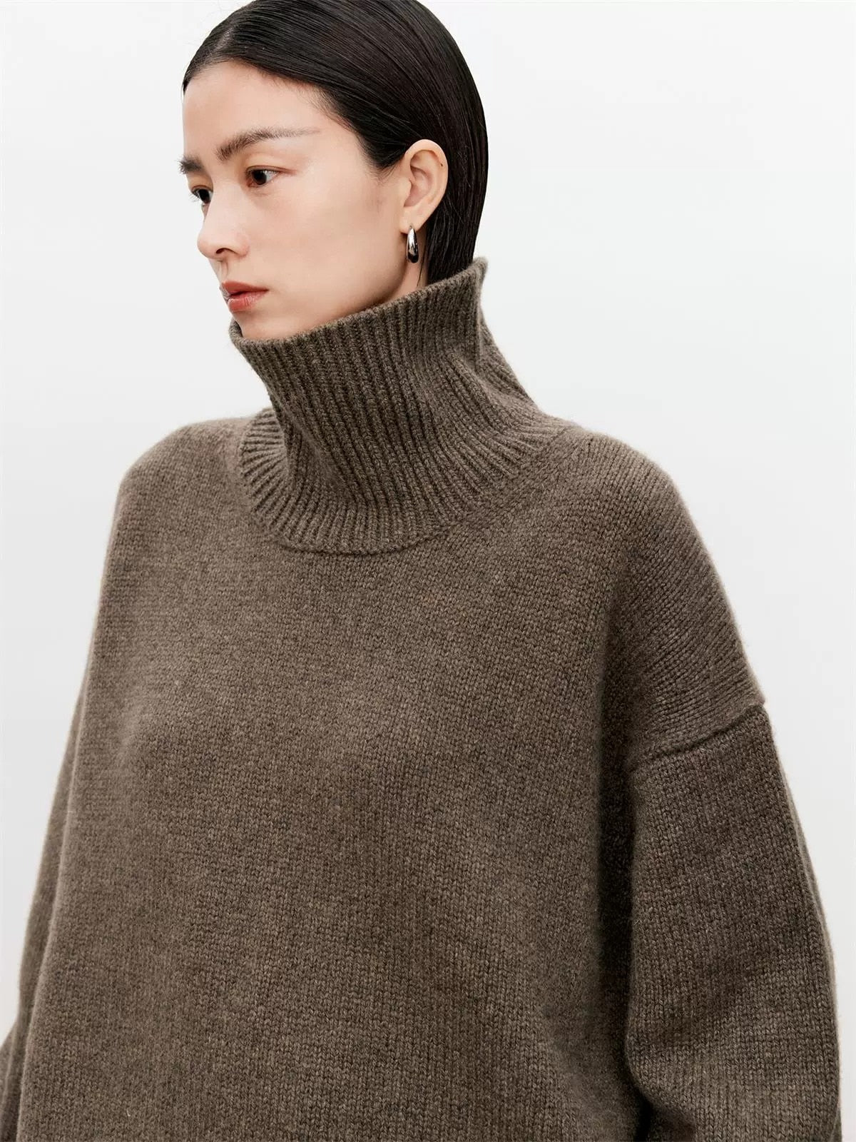 women's autumn and winter cardigan turtleneck