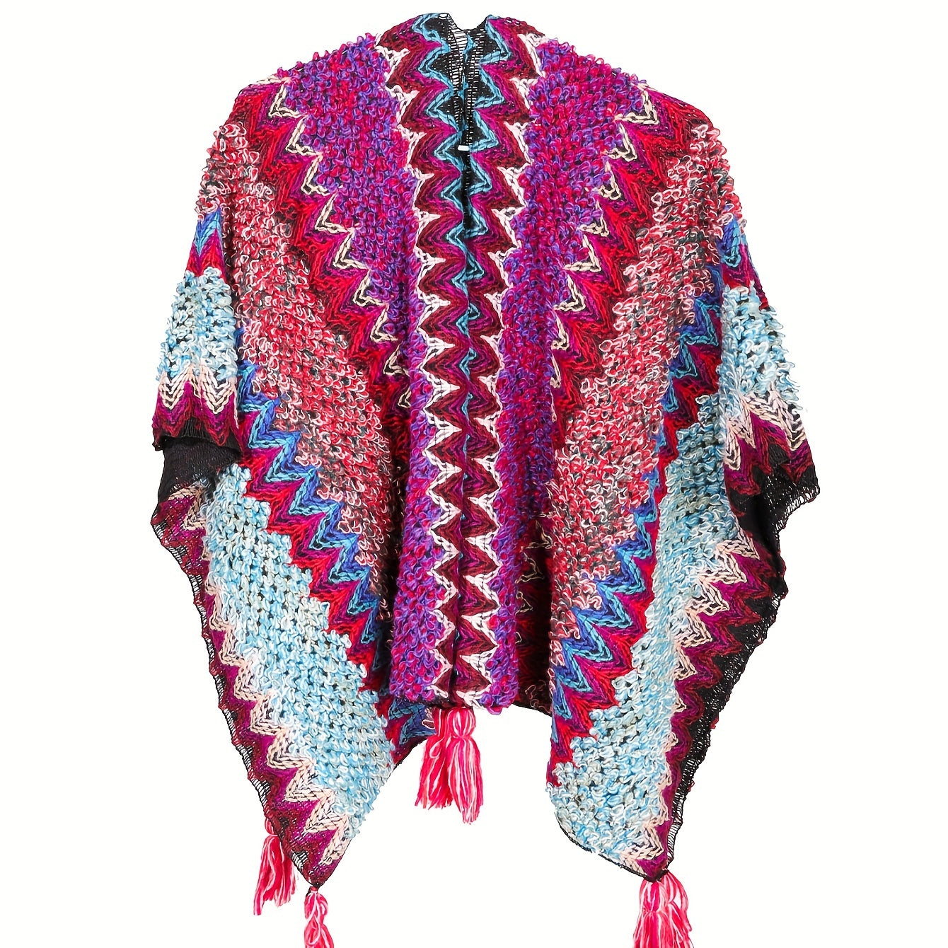 Bohemian braided shawl retro traditional striped fringed cardigan fashionable travel windproof