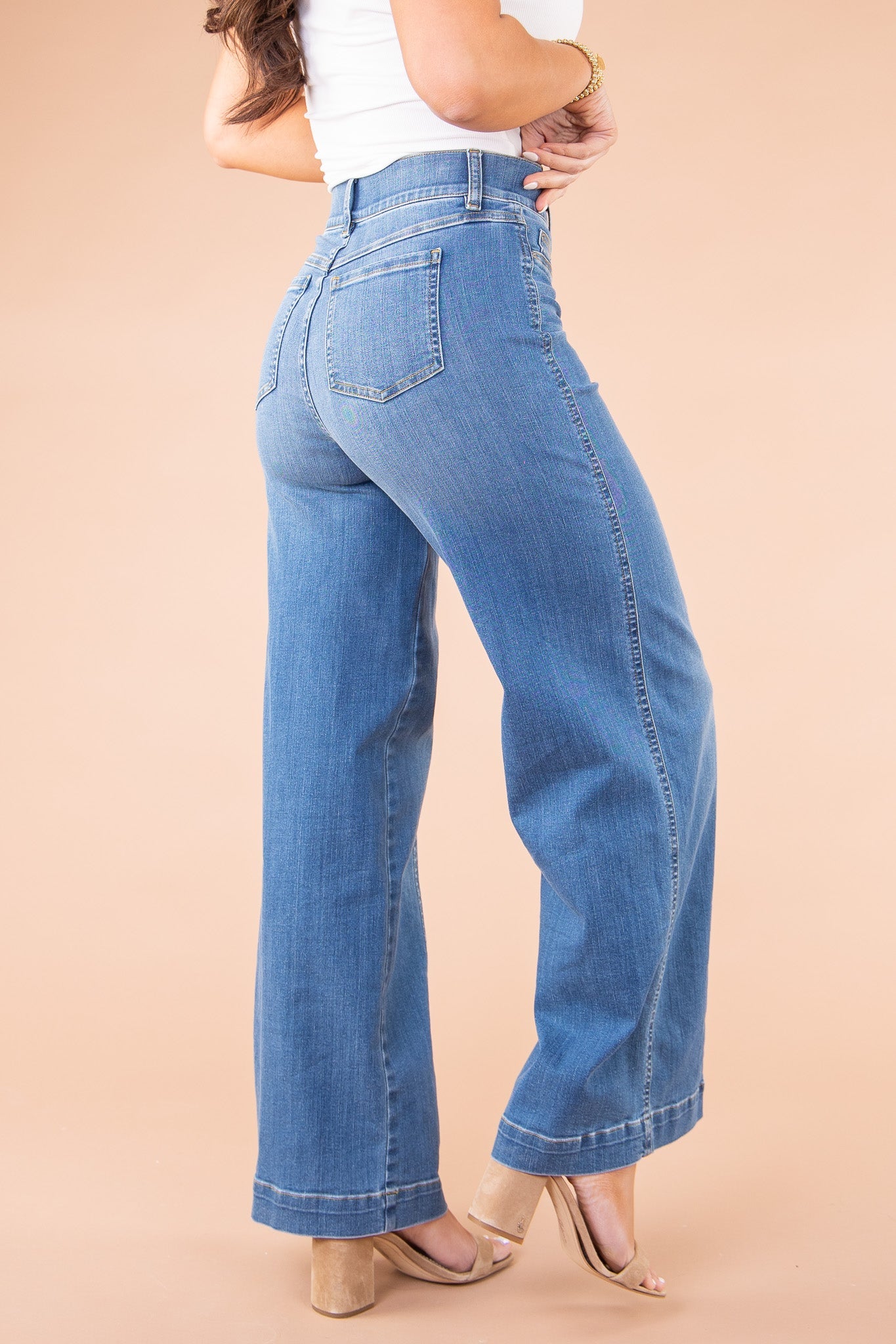 Seamed Front Wide Leg Jeans (Buy 2 Free Shipping)