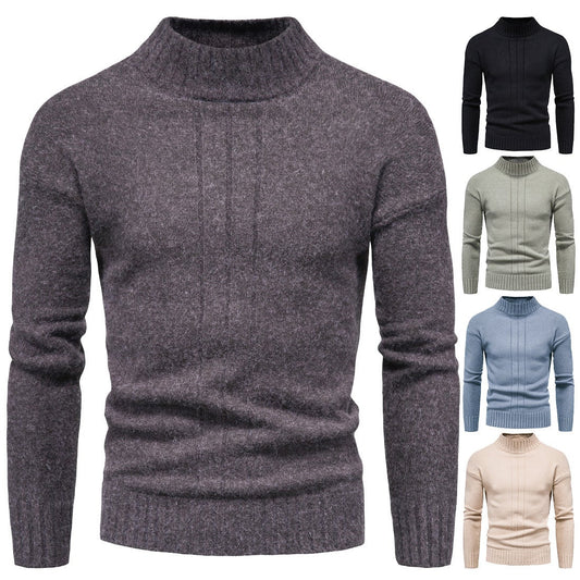 Half High Collar Casual Long Sleeve Men's Sweater