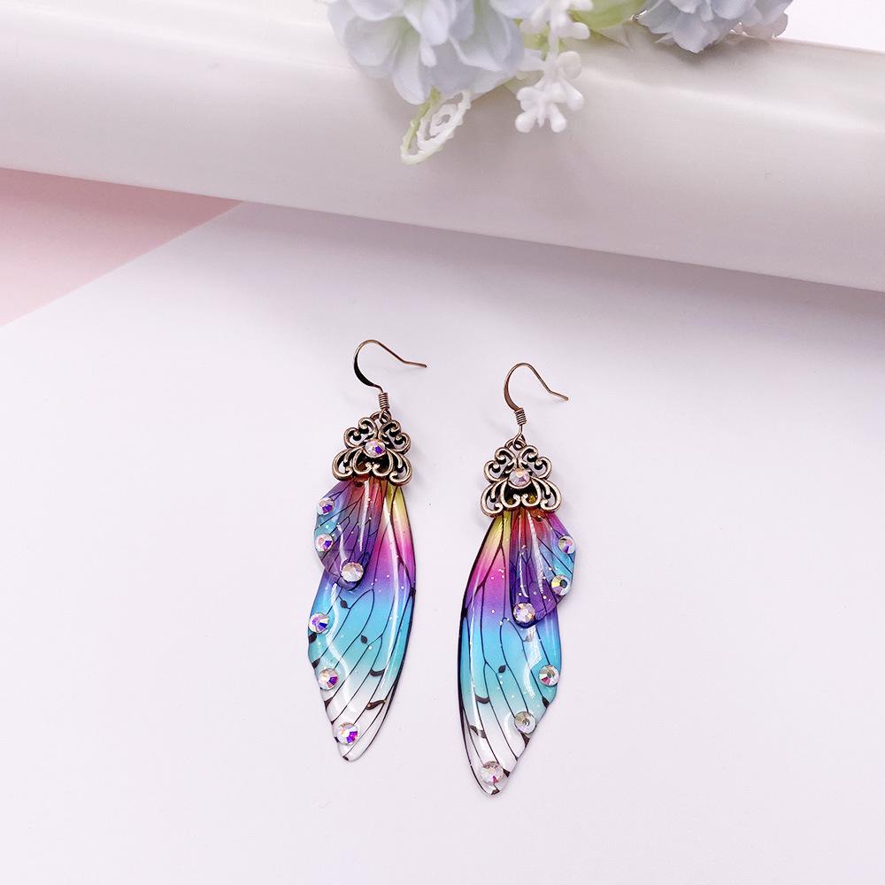 Temperament long butterfly wing earrings