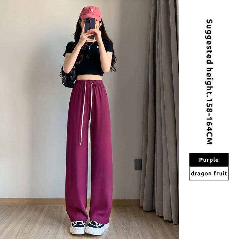 Women Summer Ice Silk Wide Leg Pants