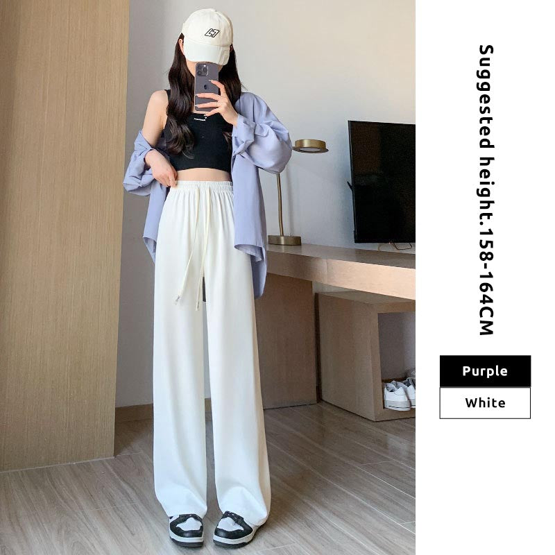 Women Summer Ice Silk Wide Leg Pants