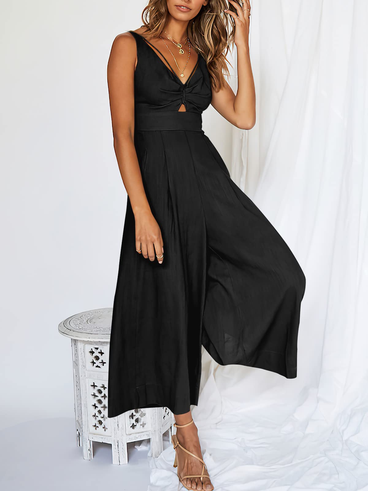 V Neck Cutout High-Waist Rompers (Buy 2 free shipping)