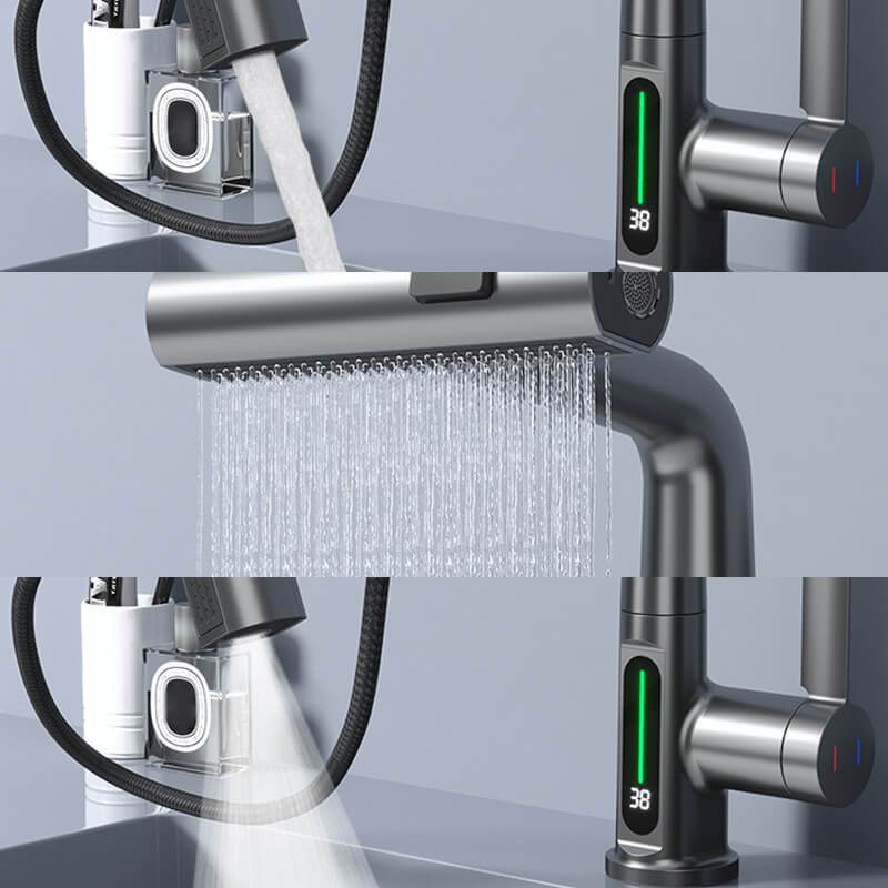 Lntelligent digital display pull-out faucet