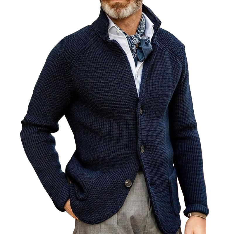 Men's Retro Navy Heavy Knitted Jacket