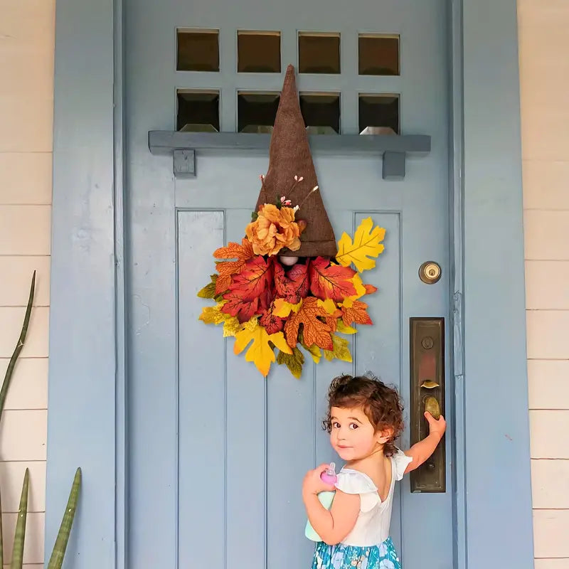 Fall Maple Gnome Front Door Hanger